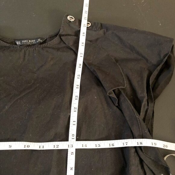 Zara Basics Black Ruffle Basic Blouse Business Casual Medium - Picture 6 of 6